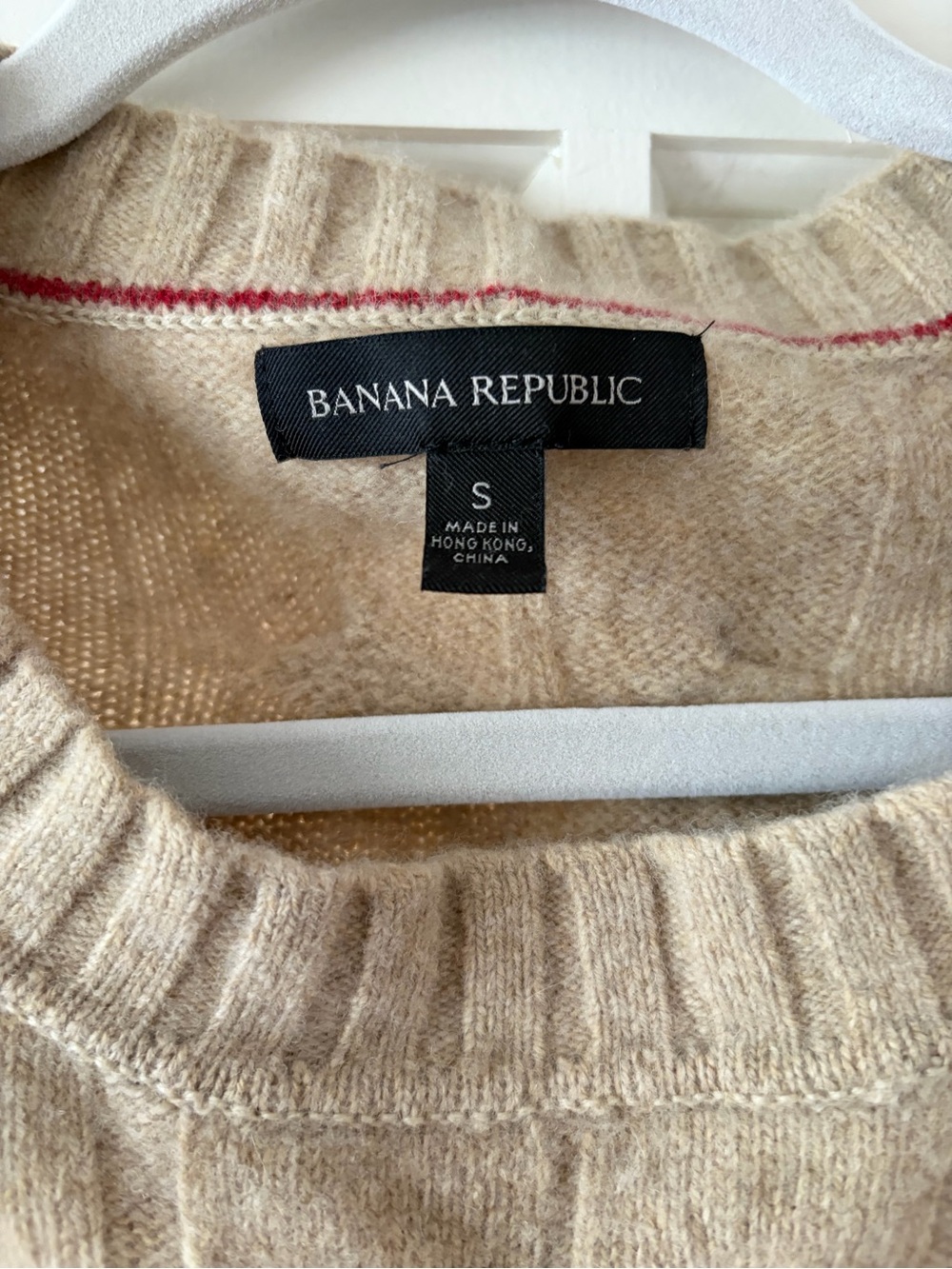 Banana Republic Cable Knit wool Crewneck Sweaters - Tan & Cream - Picture 7 of 14